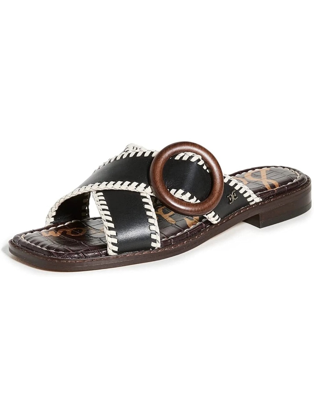 Sam Edelman Harlie Slide Sandals Black and White Leather Size 7
